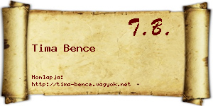 Tima Bence névjegykártya
